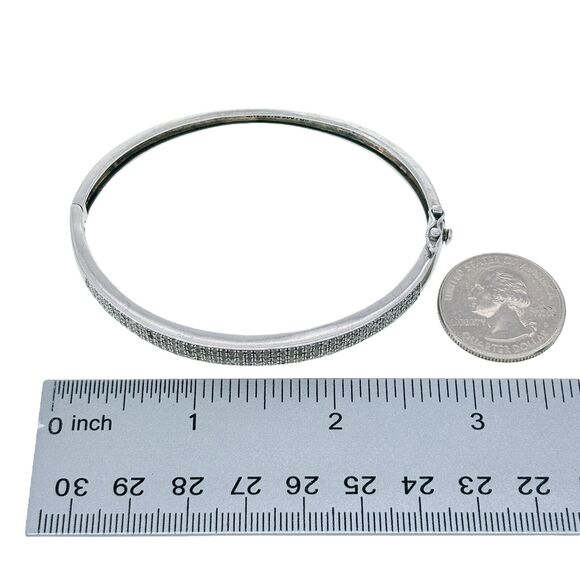 MISSING STONE Vintage Sterling Silver 925 Diamond 0.94ctw Bangle Bracelet 7.25" - Picture 8 of 8